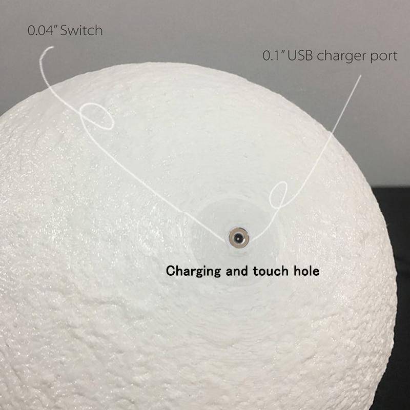 3D Print Galaxy Moon Lamp Night Light USB Rechargeable Home Decor Globe