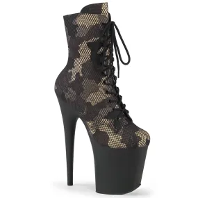 8 Inch Heel FLAMINGO-1020CM Green Camo Mesh