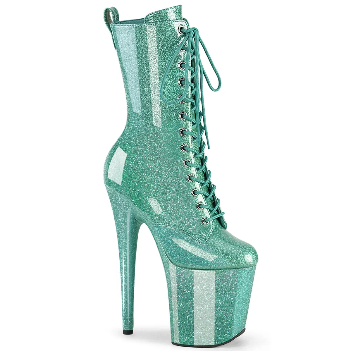 8 Inch Heel FLAMINGO-1040GP Aqua Glitter