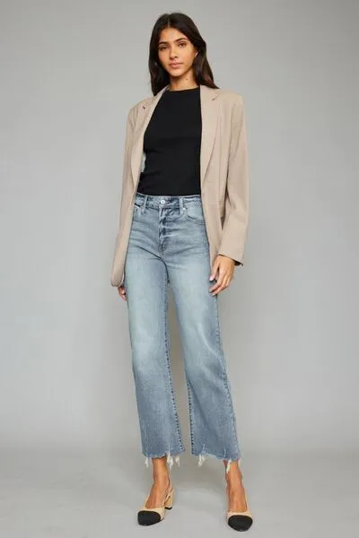 Adelaide Raw Hem Cropped Wide Leg Jeans