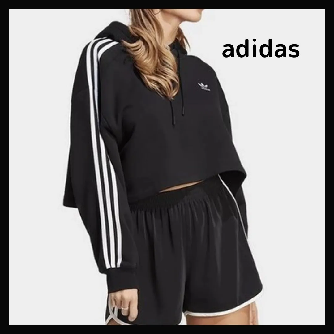 adidas  |Stripes Logo Hoodies & Sweatshirts