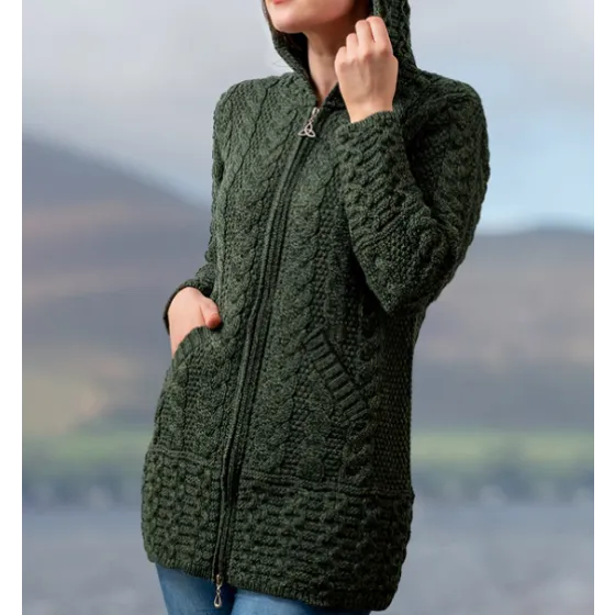 Aran Zip Cardigan with Hood [3 Colors]