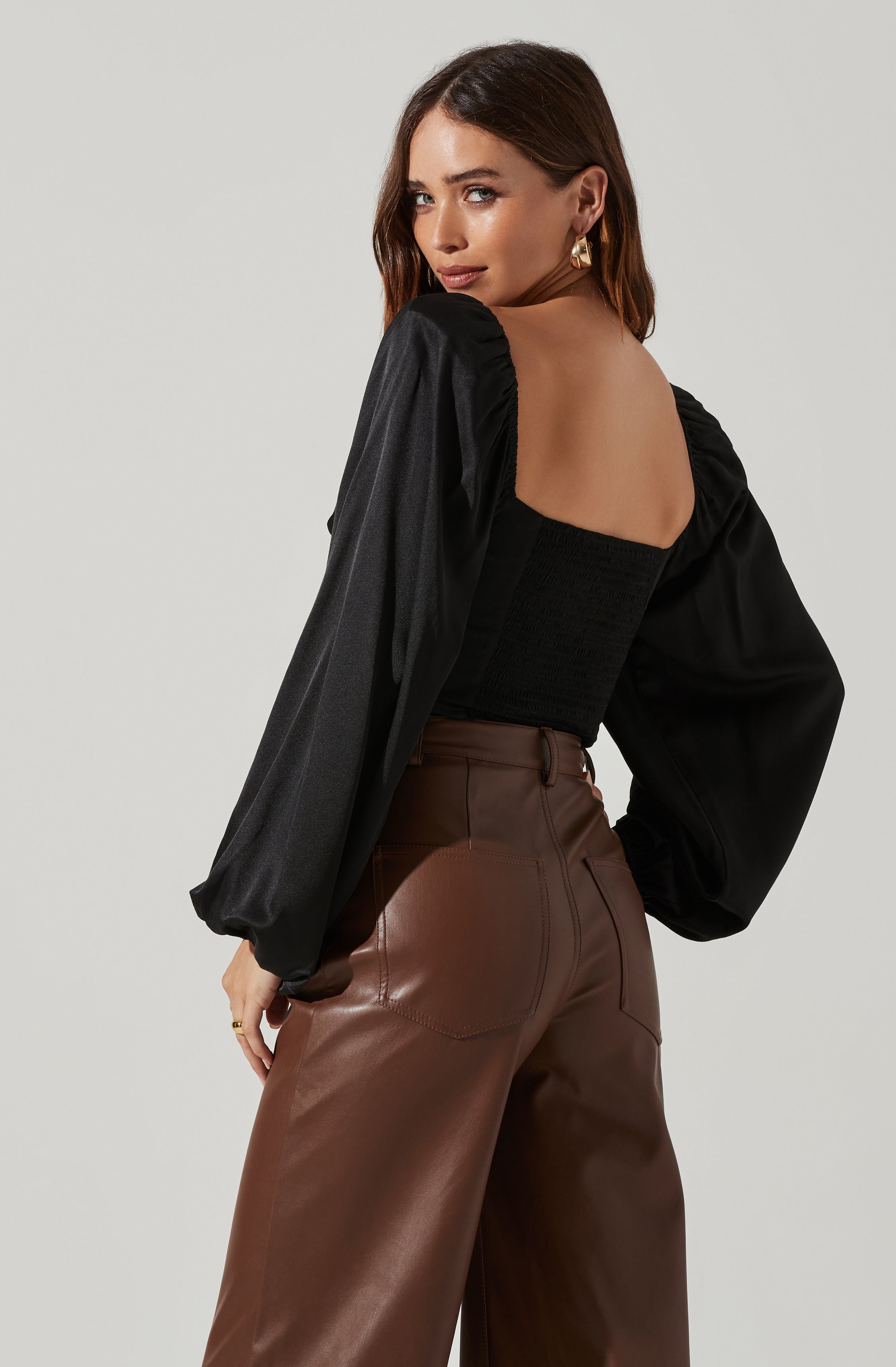 Arleth Satin Sweetheart Long Sleeve Top