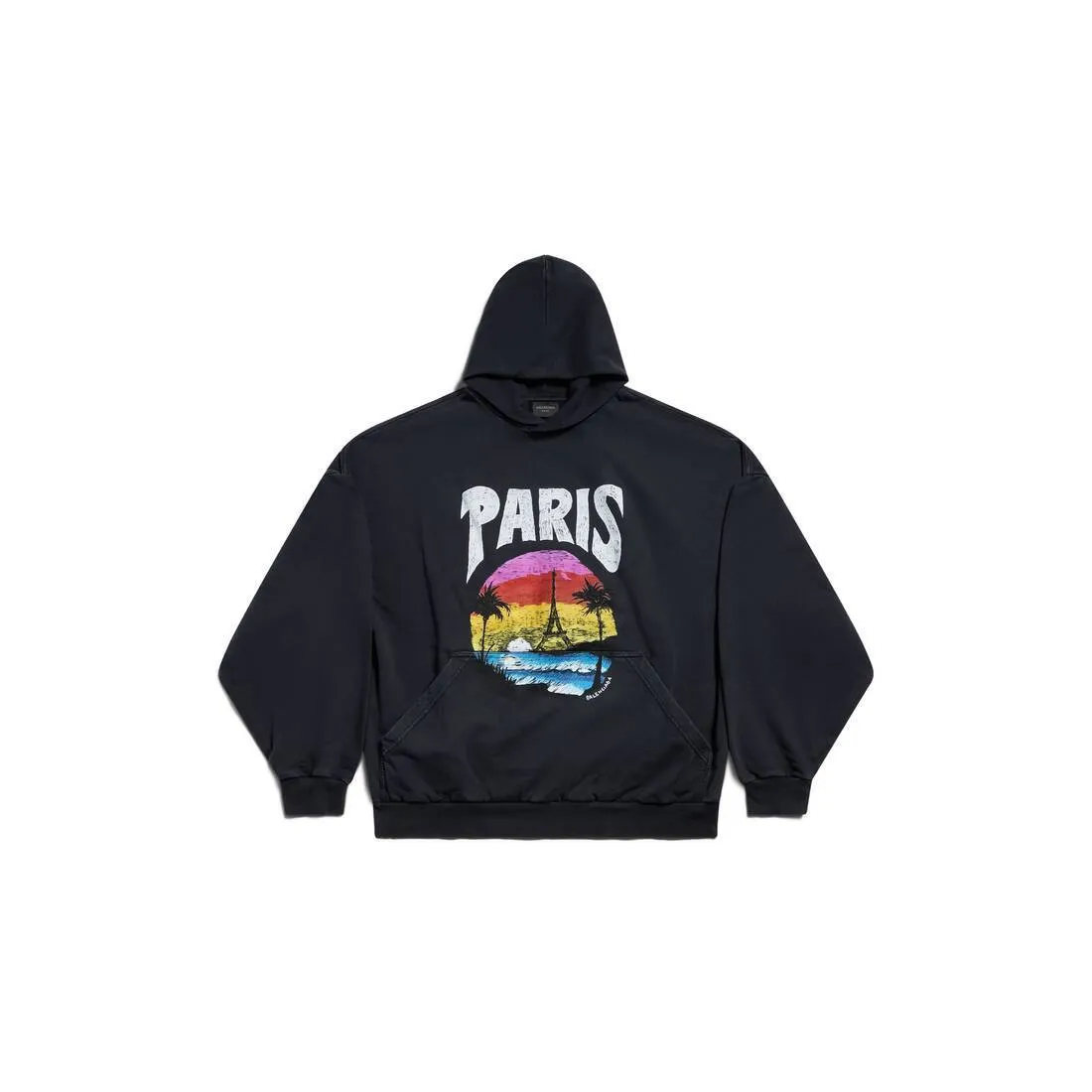 BALENCIAGA  |Paris Tropical Round Hoodie Oversized in White/pink