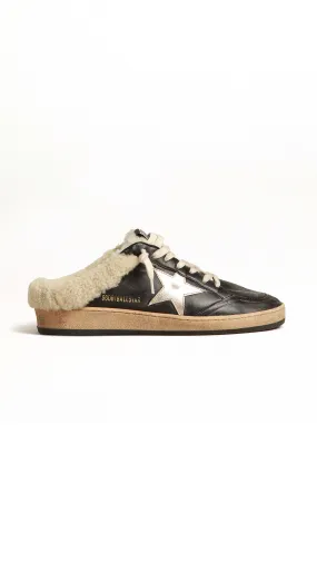 Ball Star Sabot with Shearling - Black/Off White