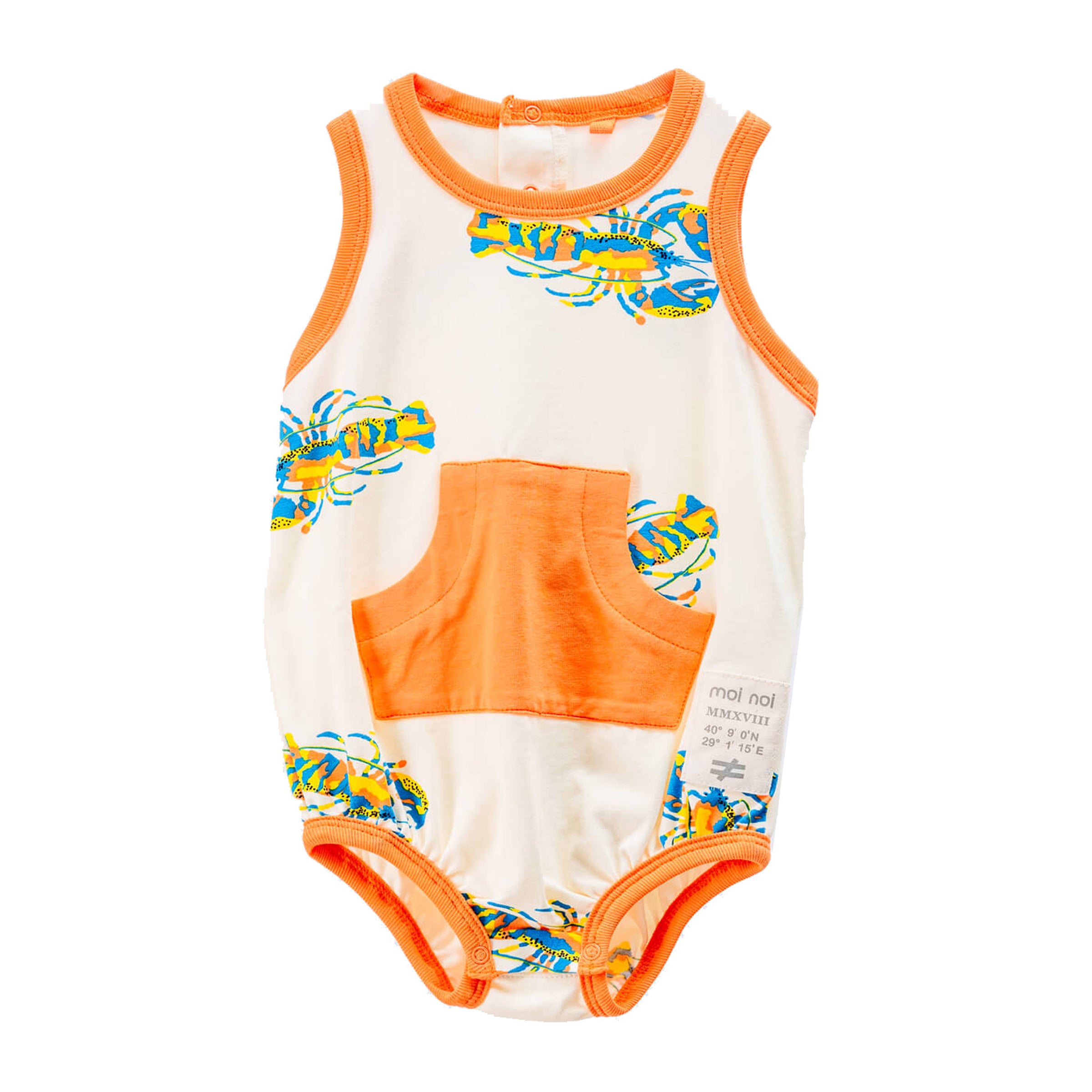 Beige Lobster Print Sleeveless Babysuit