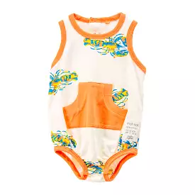 Beige Lobster Print Sleeveless Babysuit