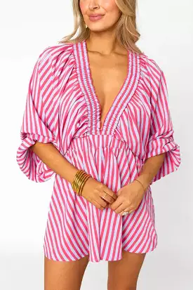 Buddy Love: Palm Beach Romper in Pink & Blue