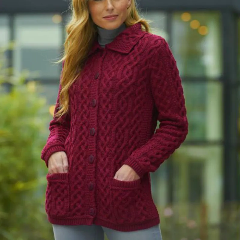 Collared Aran Cardigan