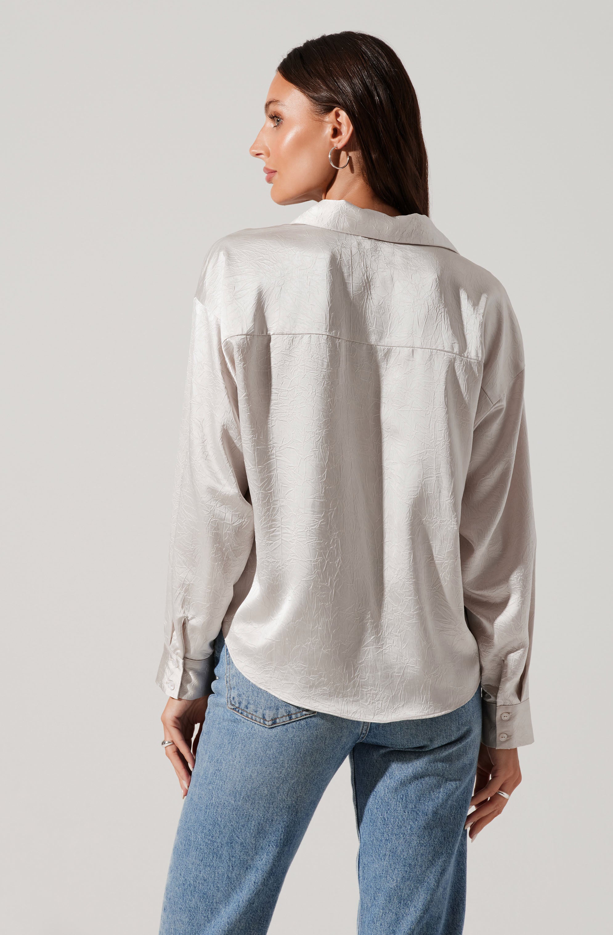 Corrine Satin Button Down Top