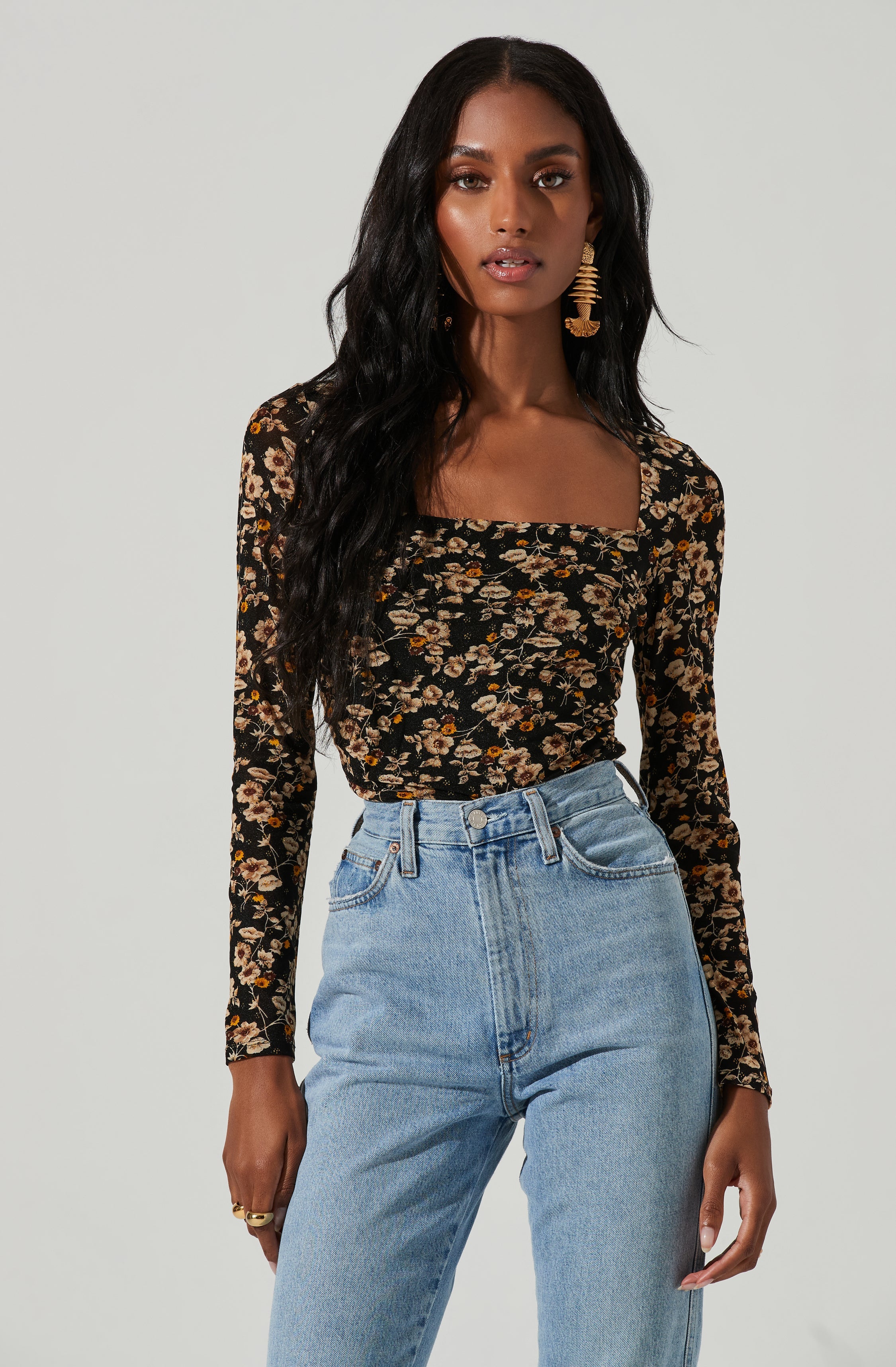 Demelza Floral Square Neck Top