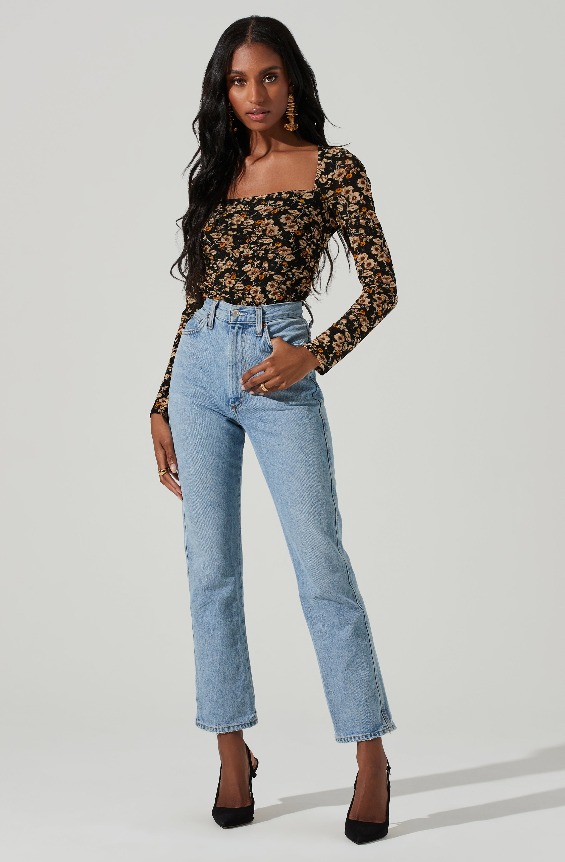 Demelza Floral Square Neck Top