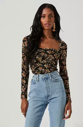 Demelza Floral Square Neck Top