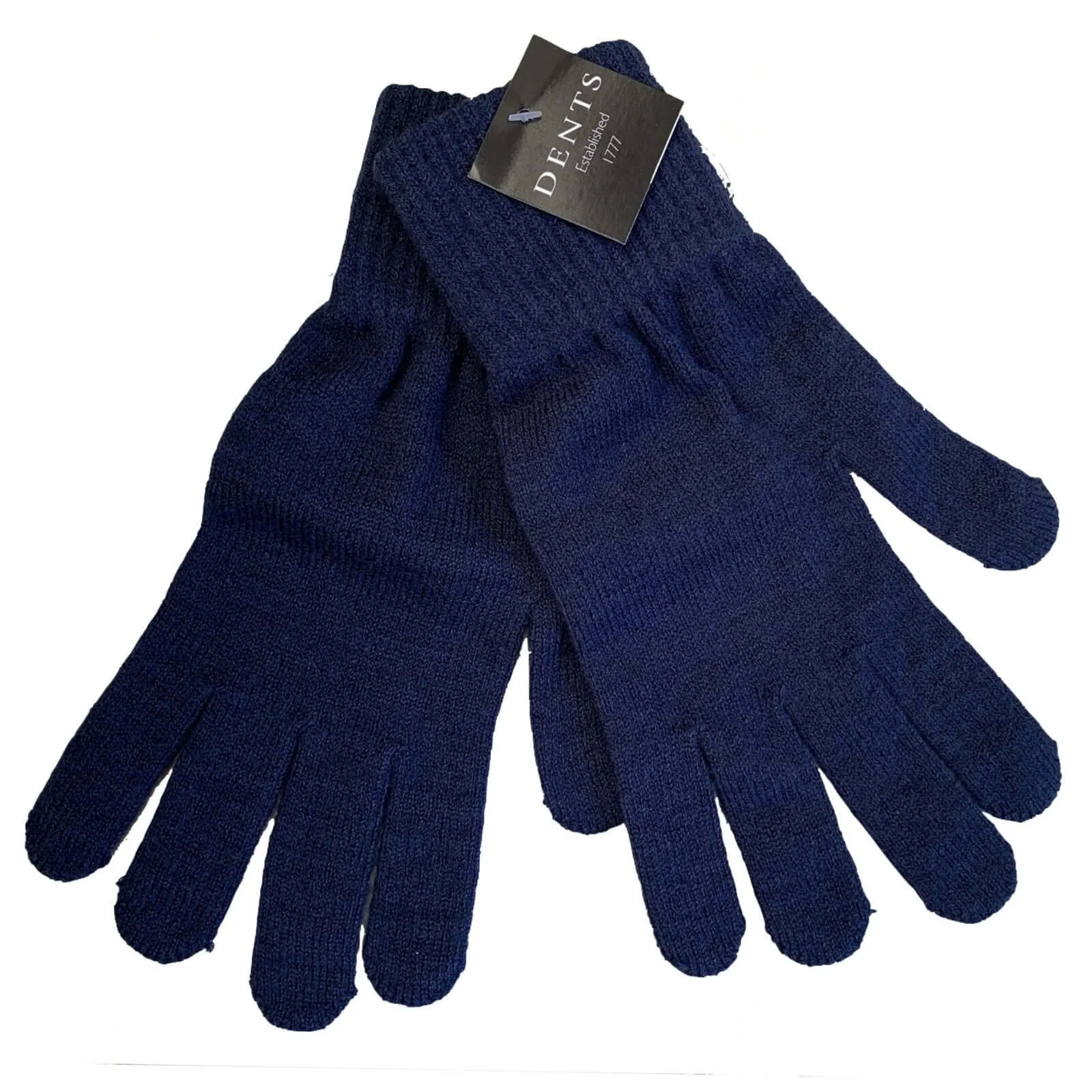 Dents Mens Full Finger Stretch Knit Gloves Warm Winter - Navy