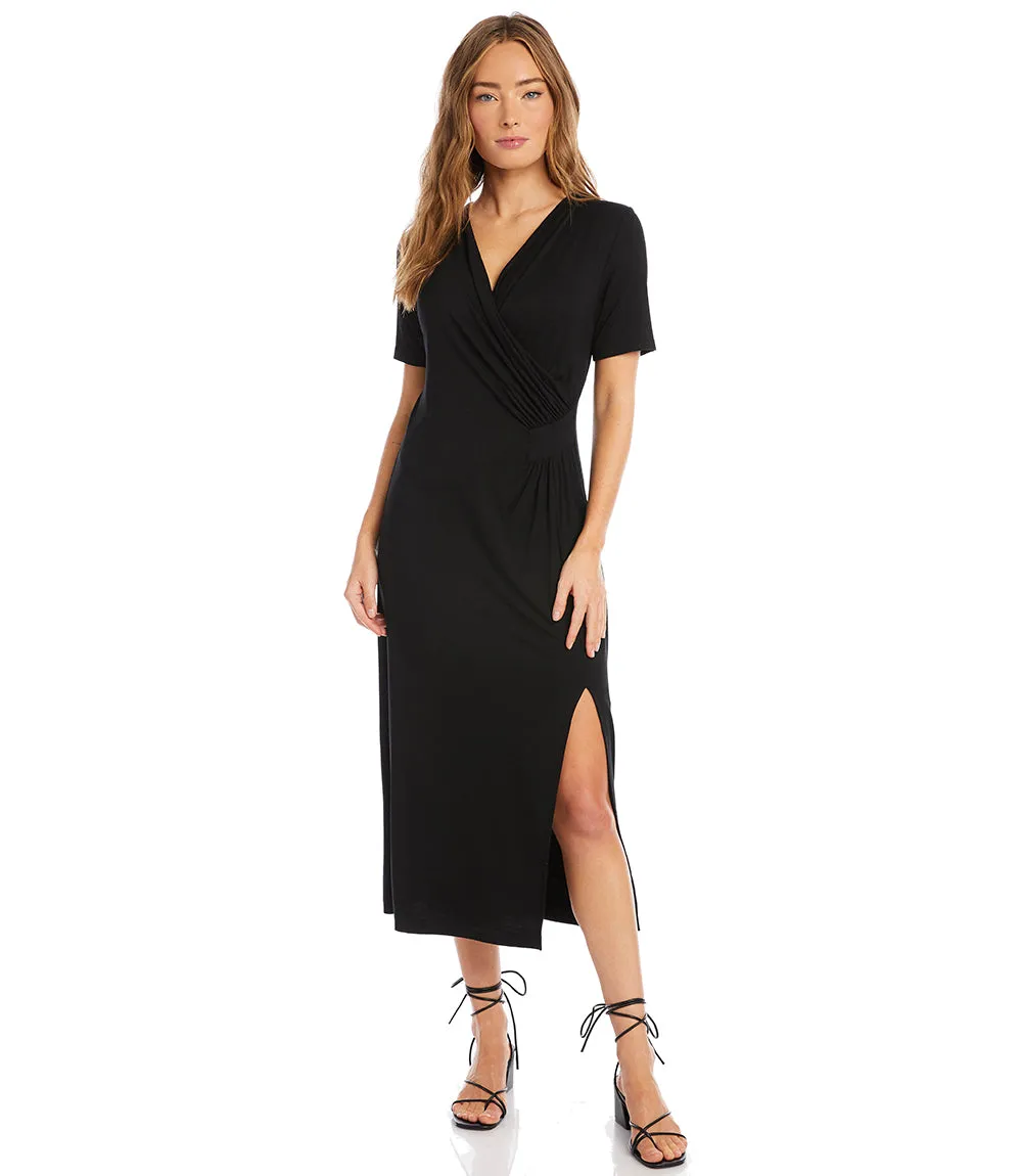 Faux Wrap Midi Dress