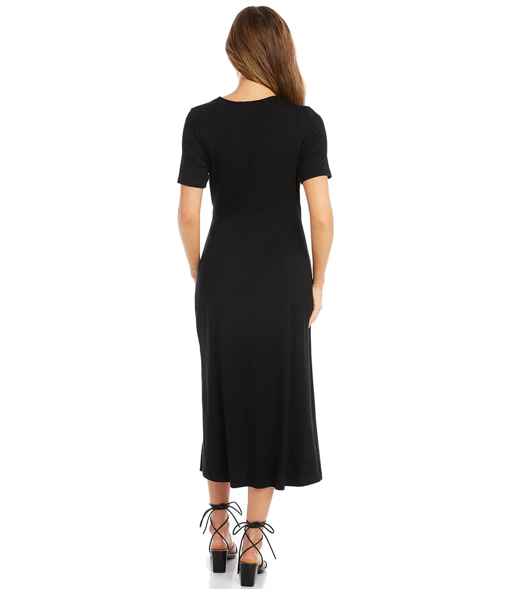 Faux Wrap Midi Dress