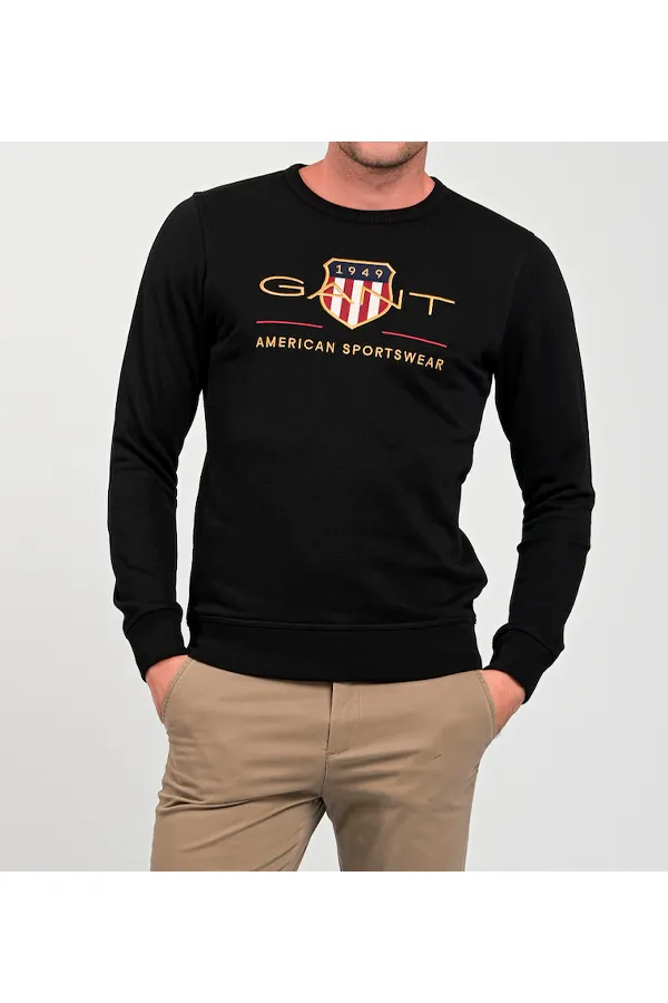 GANT Gold Shield Crew Sweatshirt Black