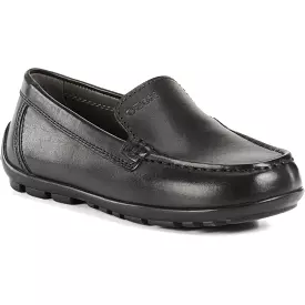 Geox Boy's JFast NEW Black Leather Loafer (Sizes 31-34)