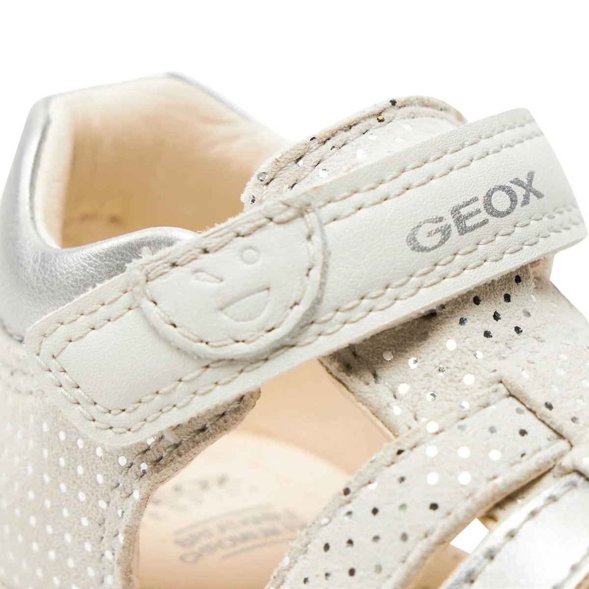 Geox Toddler's Maccia White/Leather Silver (Sizes 21-25)