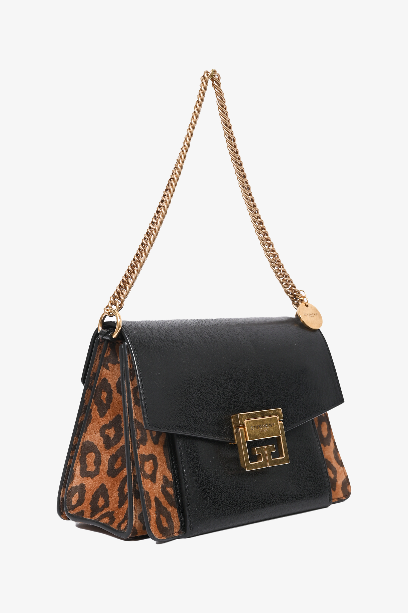 Givenchy Black Leather/Leopard 'GV3' Crossbody