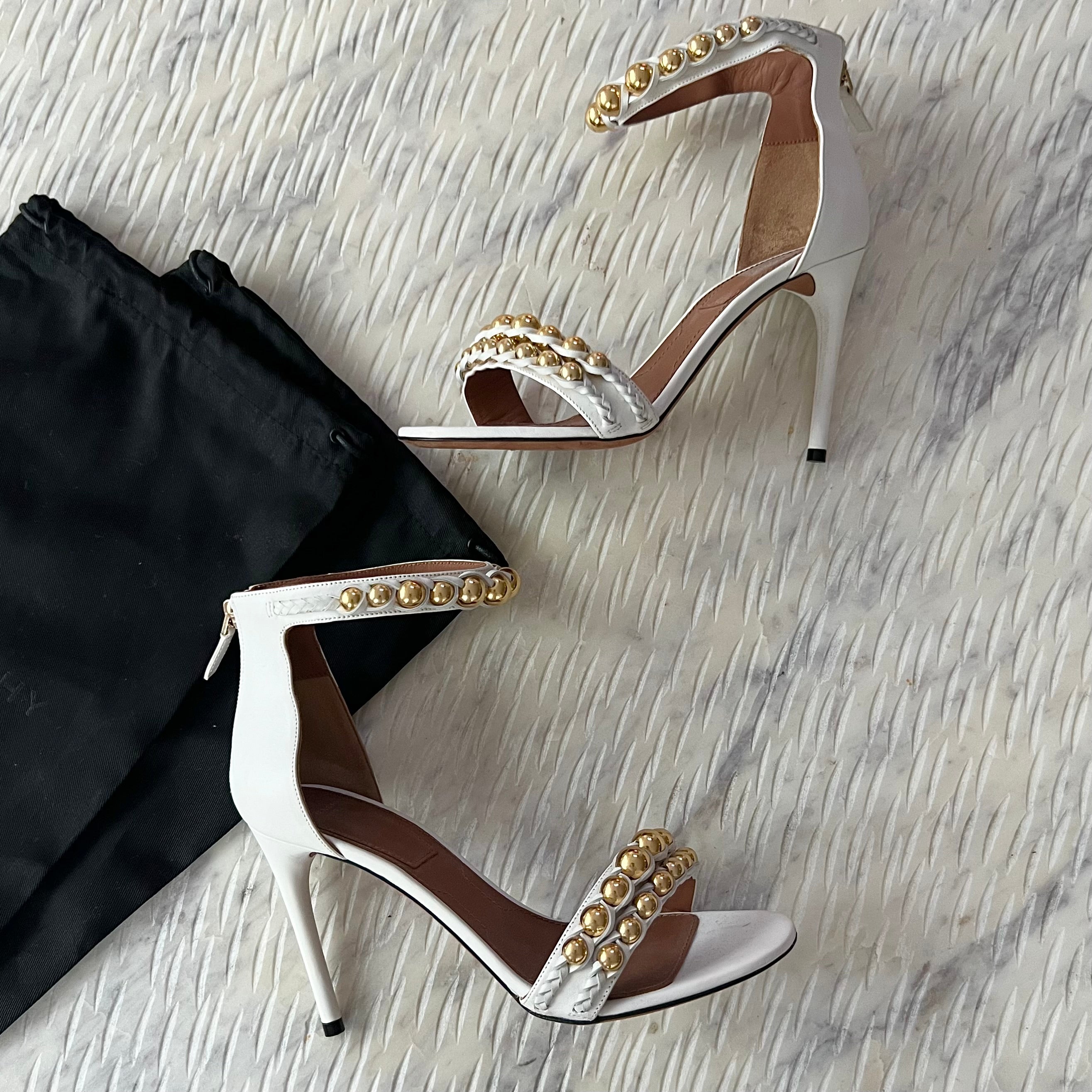 Givenchy White Gold Studded Heels