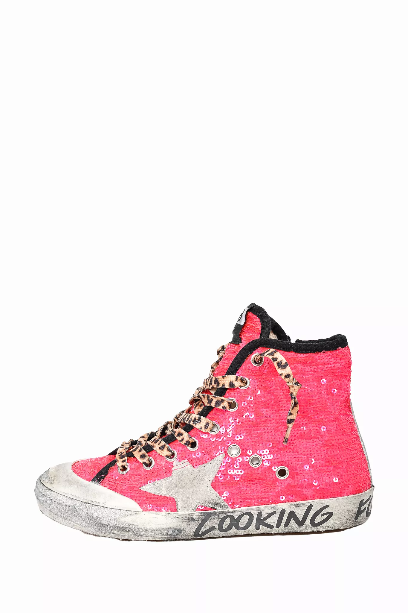 Golden Goose Hot Pink Sequin Cheetah Print Sneakers Size 35