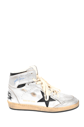 Golden Goose Silver Metallic Leather High Top Sneakers sz 43 Mens