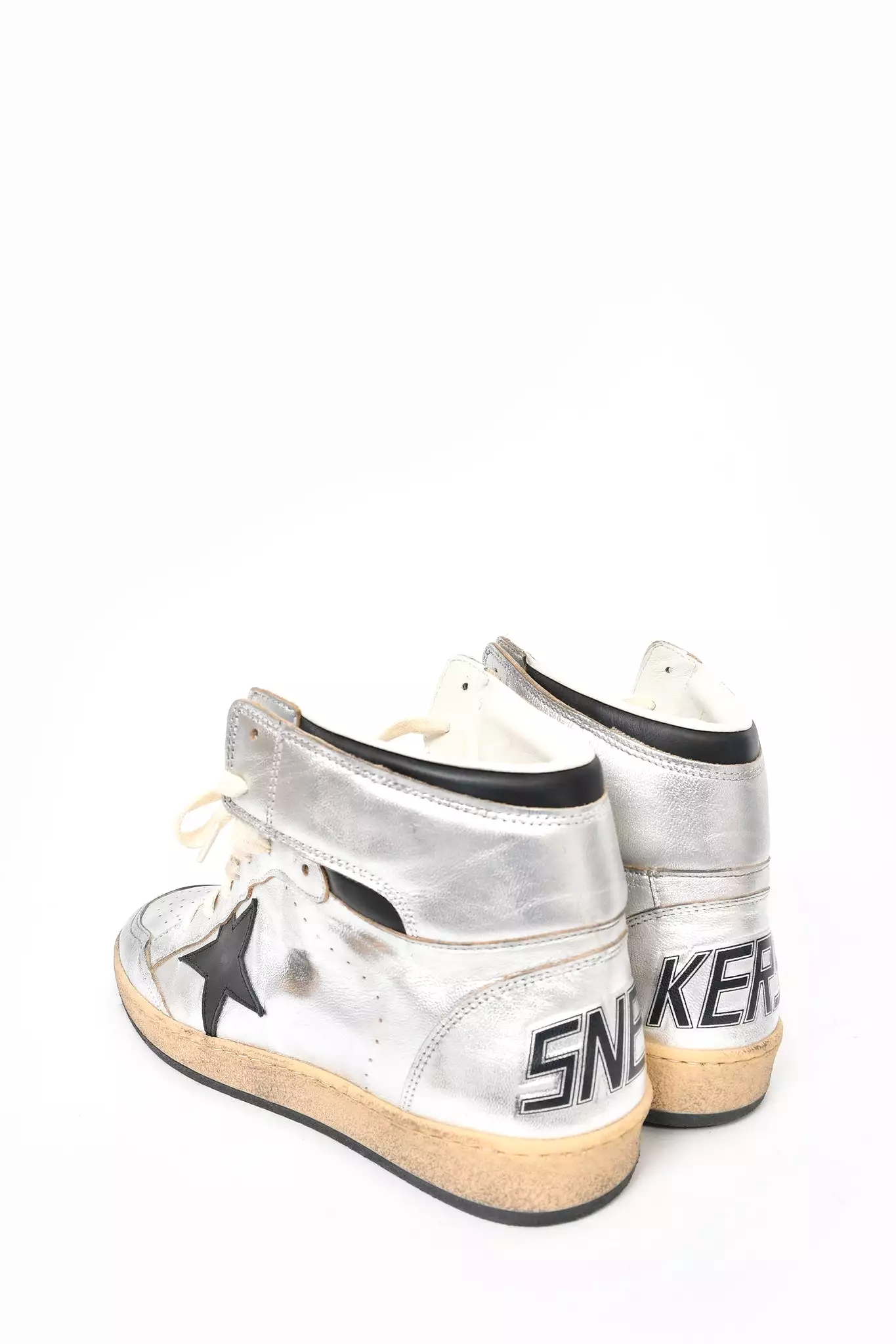 Golden Goose Silver Metallic Leather High Top Sneakers sz 43 Mens