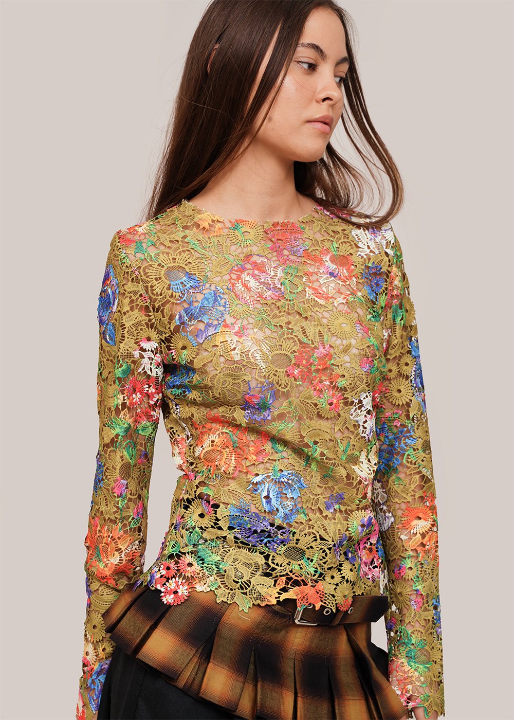 Green Floral Gardenia Top