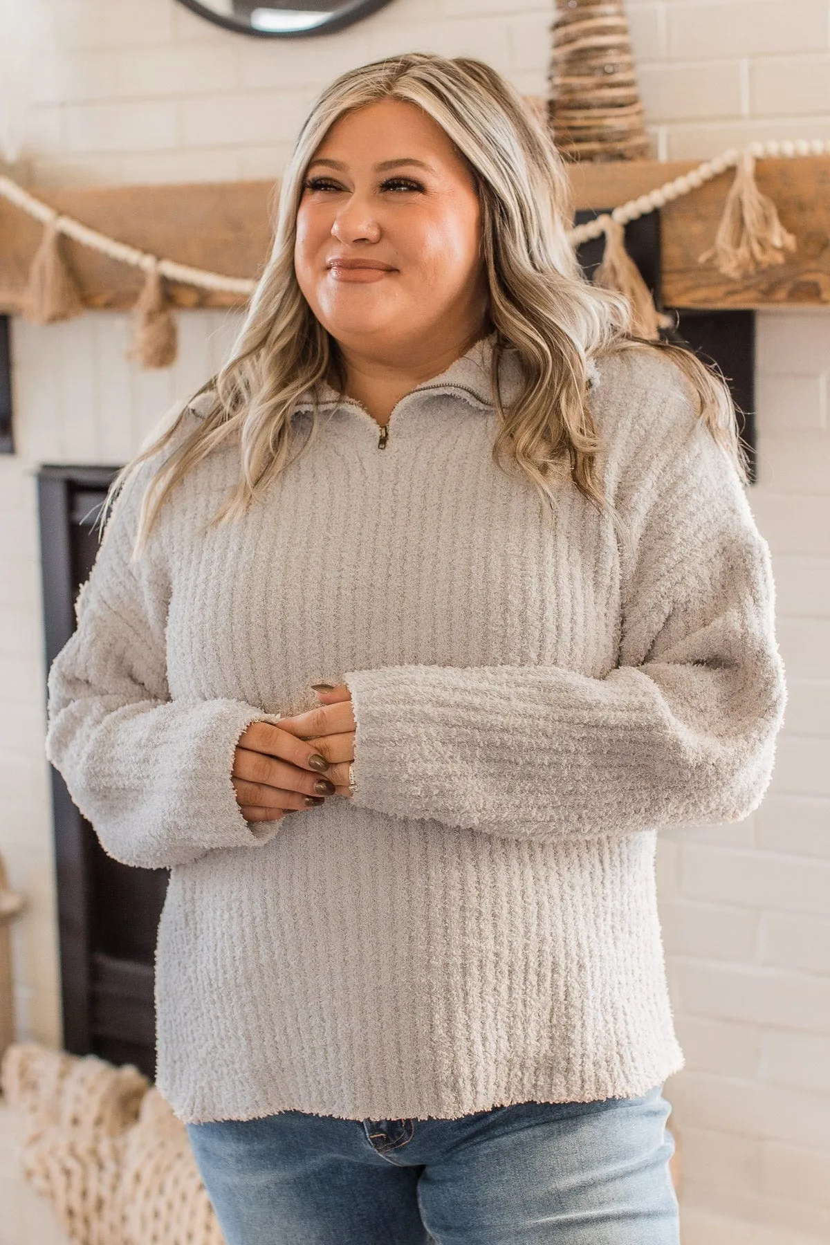 Haven't You Heard Knit Pullover Top- Light Taupe