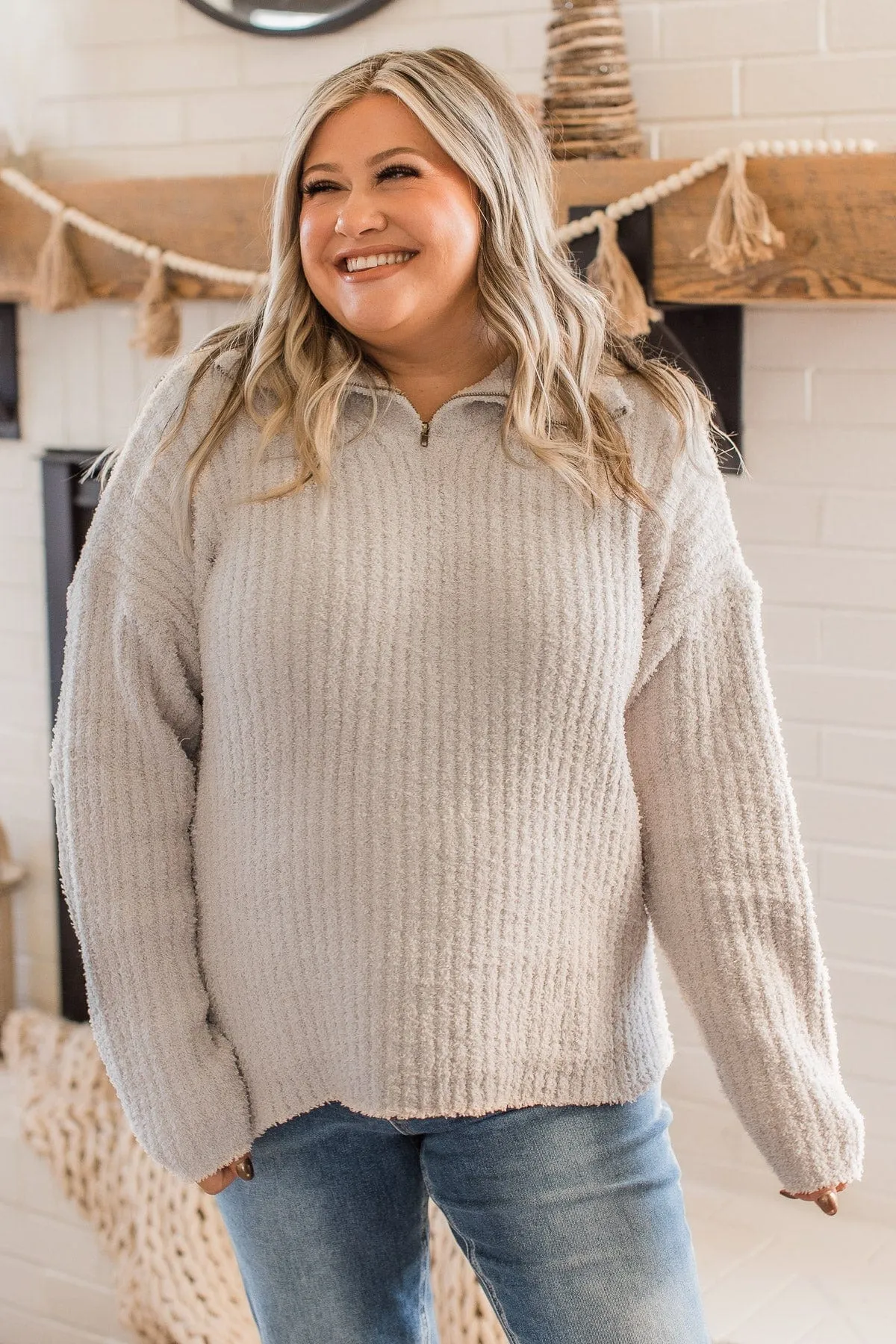 Haven't You Heard Knit Pullover Top- Light Taupe