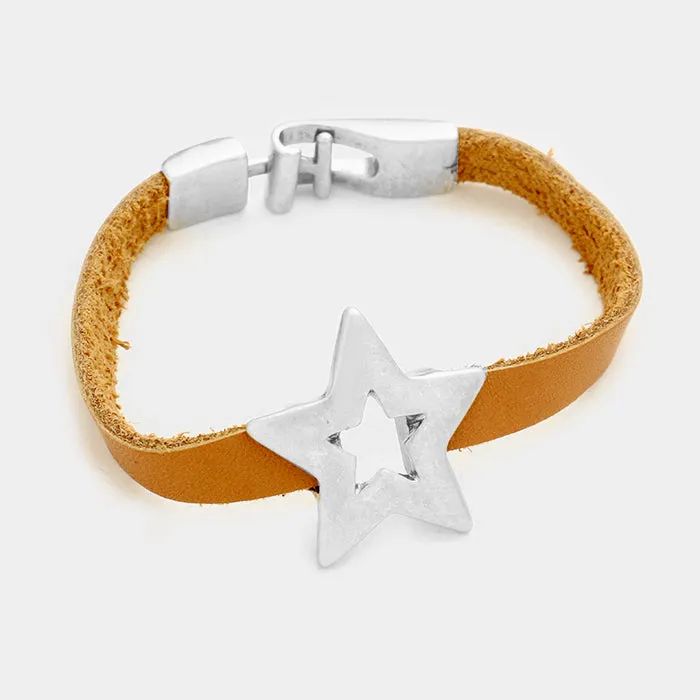 iLLASPARKZ Star & faux leather bracelet