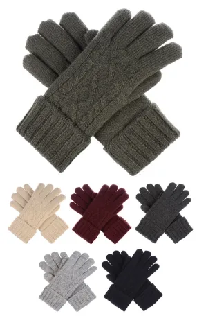 JG605 Solid Color Cable Knit Gloves 12prs Pack (JSMP)