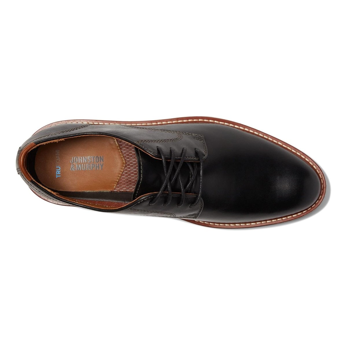 Johnston & Murphy Men's Upton Plain Toe Black Full Grain