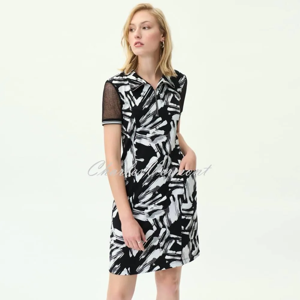 Joseph Ribkoff Printed Dress with Mesh Sleeves - Style 231150