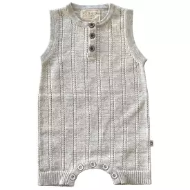 Jujo Pointelle Line Onesie - Silver/Ecru