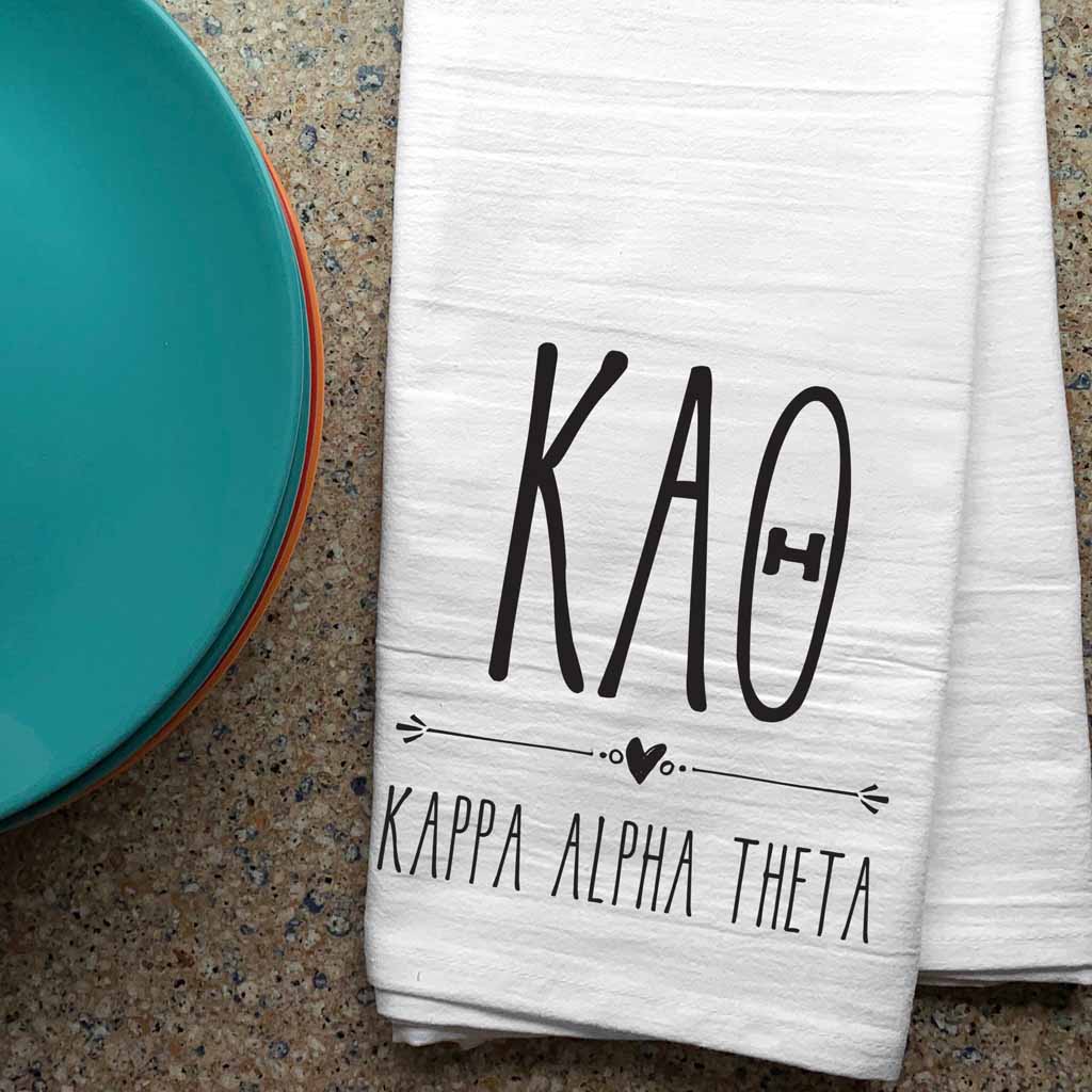 Kappa Alpha Theta Sorority Kitchen Towel with Boho Design