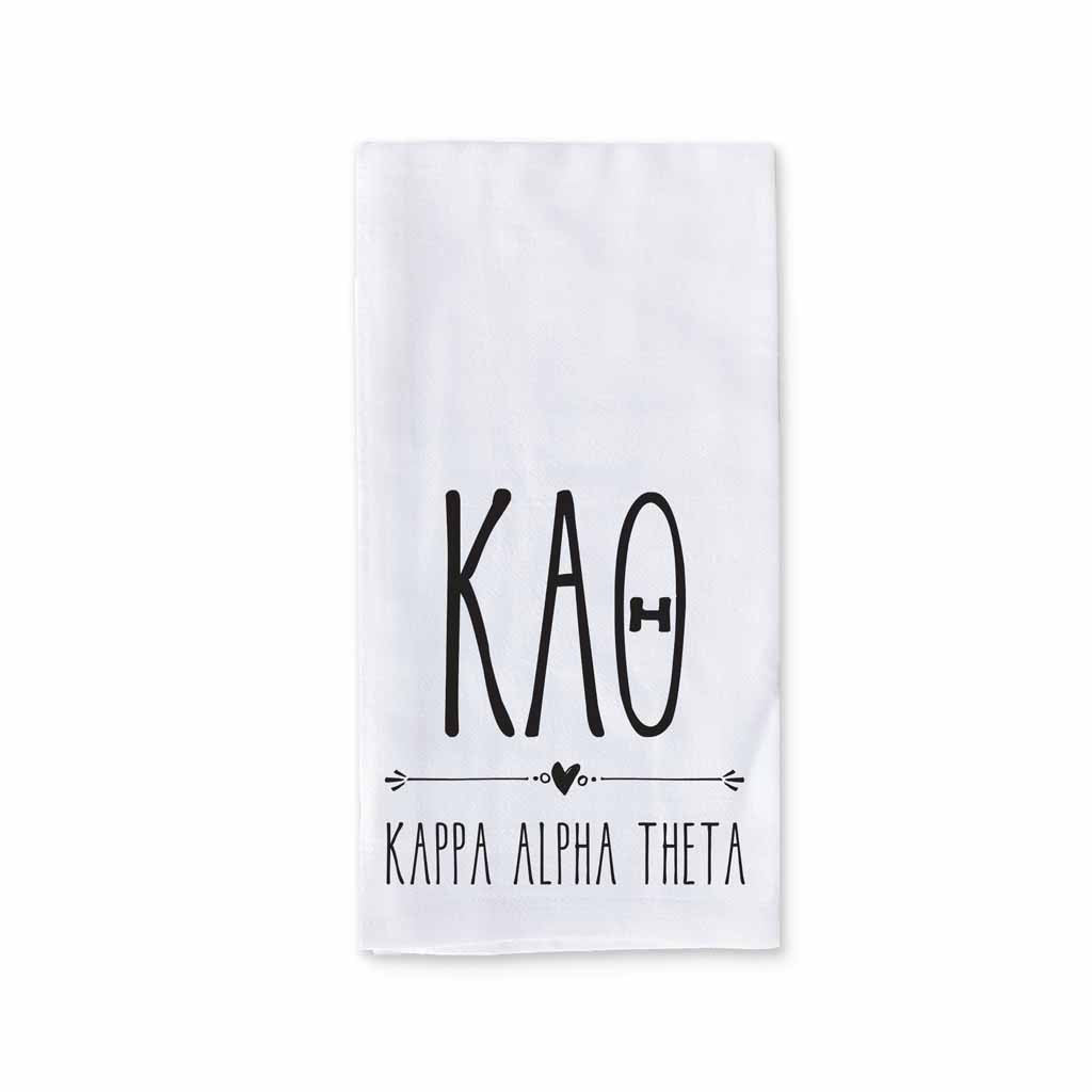 Kappa Alpha Theta Sorority Kitchen Towel with Boho Design