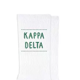 Kappa Delta Crew Socks with Kappa Delta Name in Sorority Colors