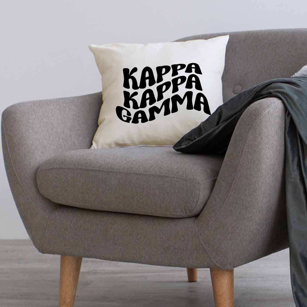 Kappa Kappa Gamma Greek Mod Design on a Sorority Throw Pillow Cover for Dorm Room or Apartment Decor