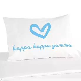 Kappa Kappa Gamma Sorority Name with Heart Design on Printed Pillowcase