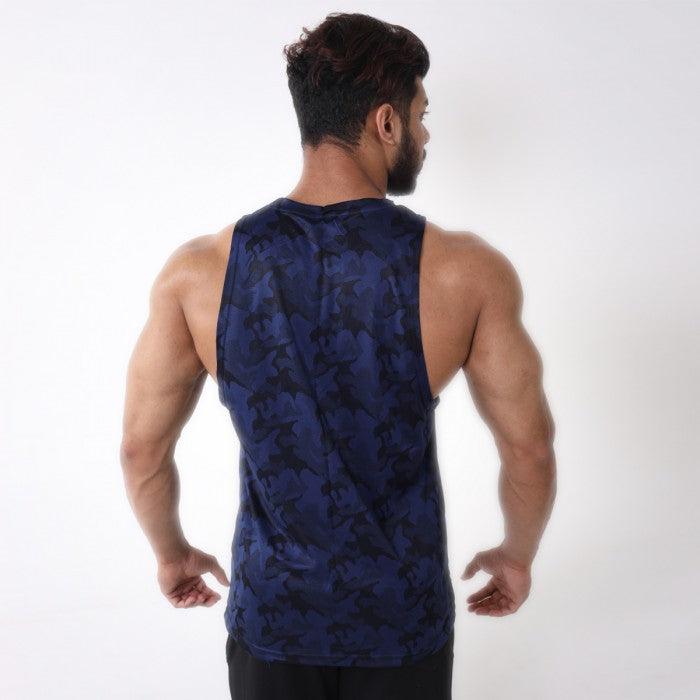 Midnight Blue Camo Tank- Deep Arm Hole- Sale