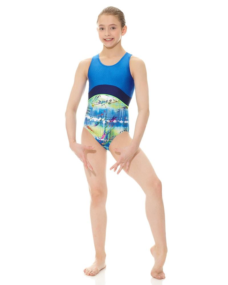 Mondor  17838 Youth 12-14 Techno Blue Gym Leotard