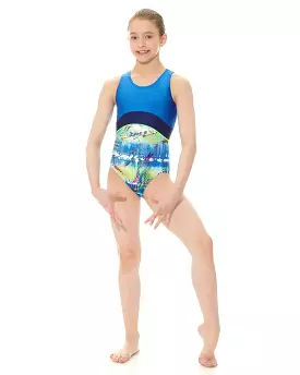 Mondor  17838 Youth 12-14 Techno Blue Gym Leotard