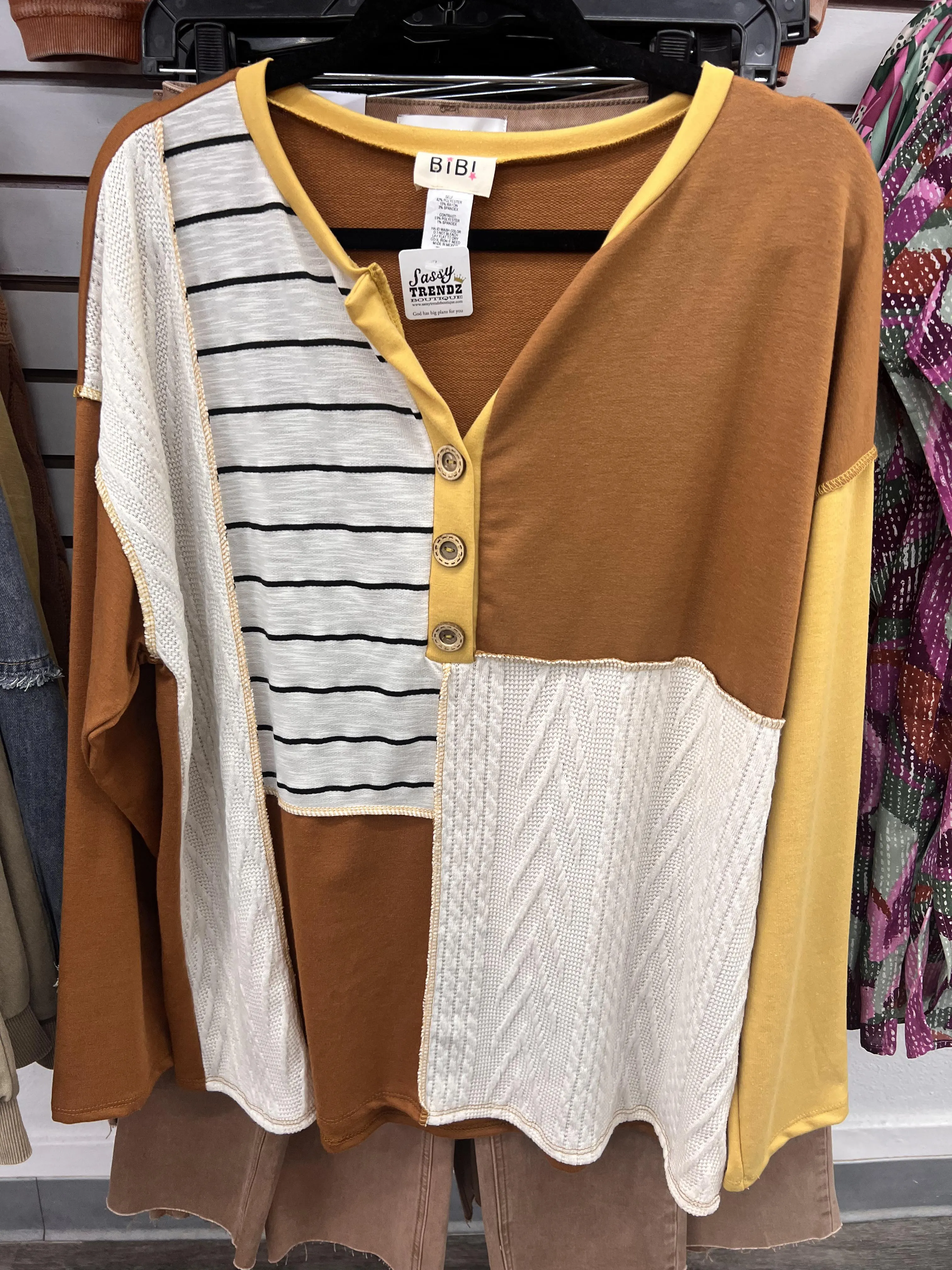 Mustard Mix Pattern Lightweight Top