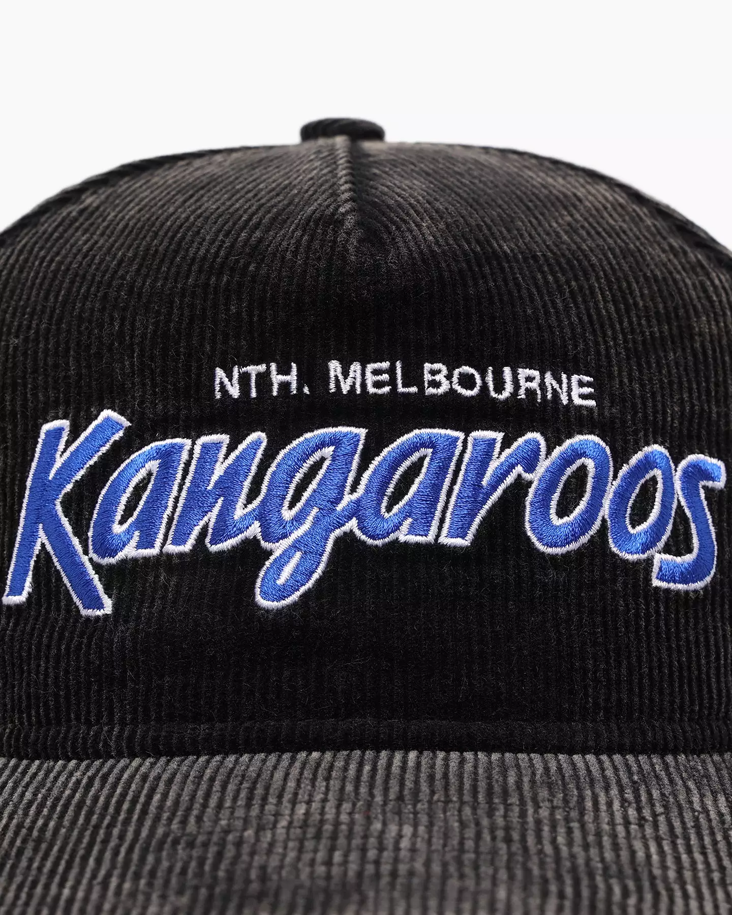 New Era North Melbourne Kangaroos 'Washed Corduroy' Pre-Curved Golfer Snapback Black/Kelly Green