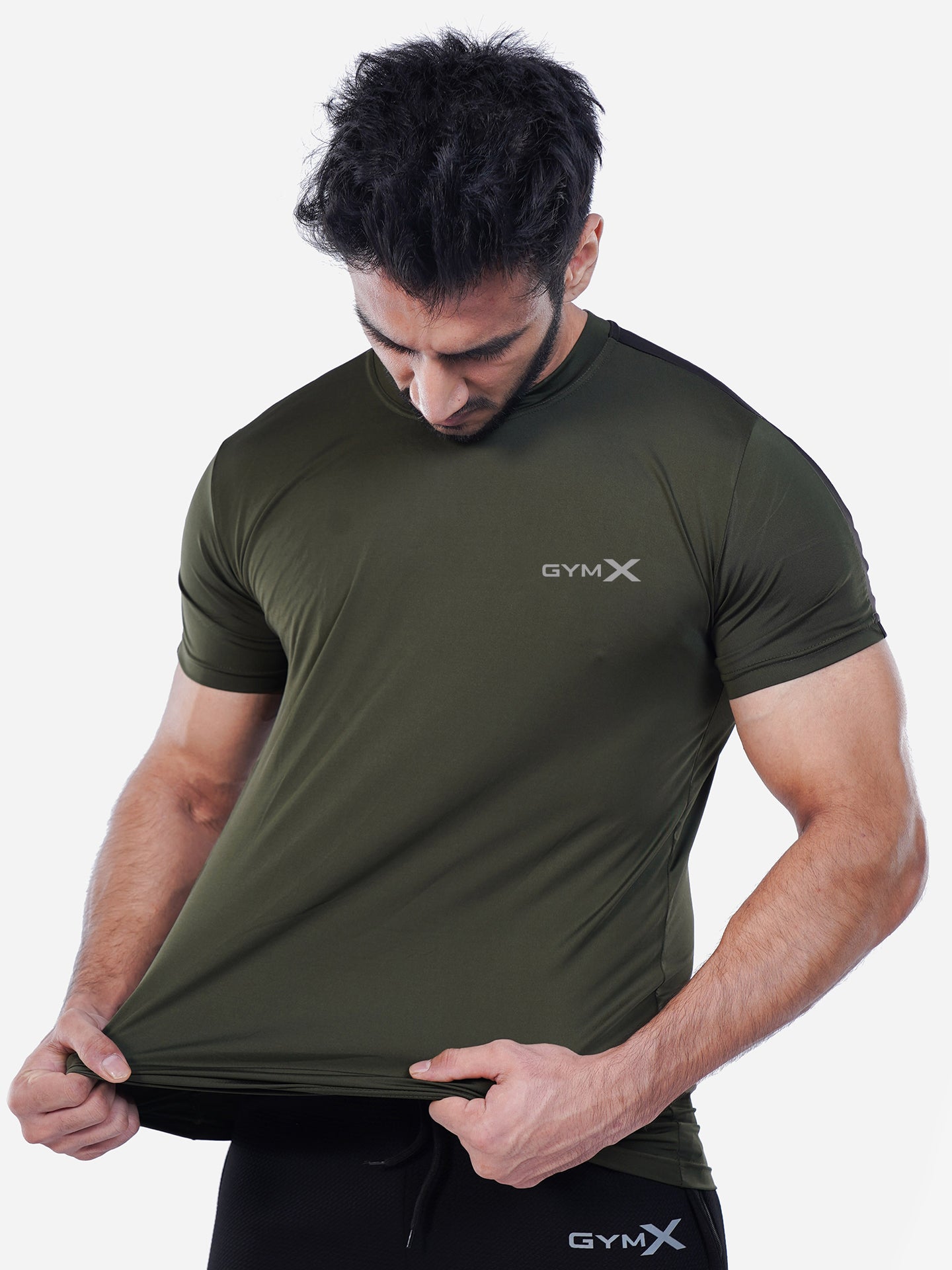 Olive Green GymX Panel Tee