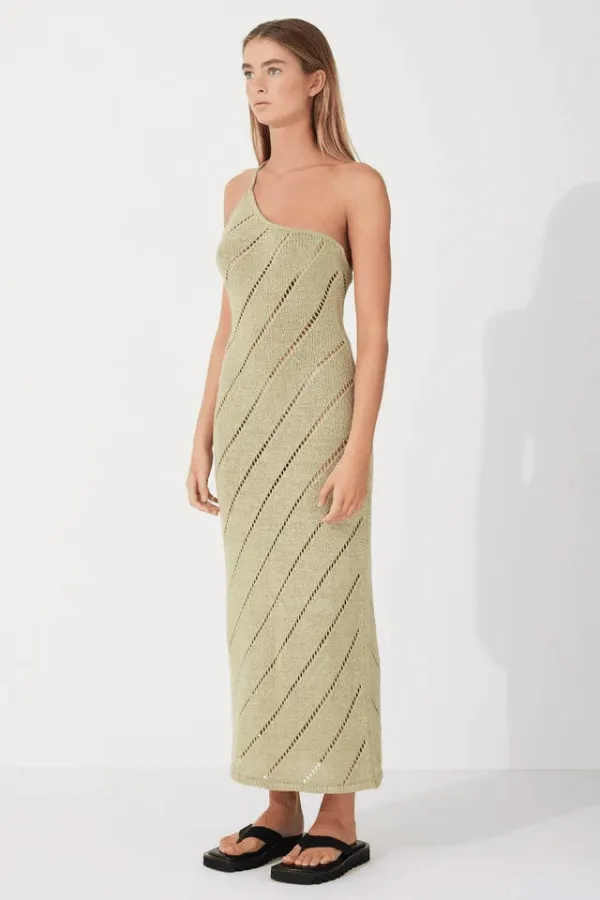 Olive Lattice Knit Dress