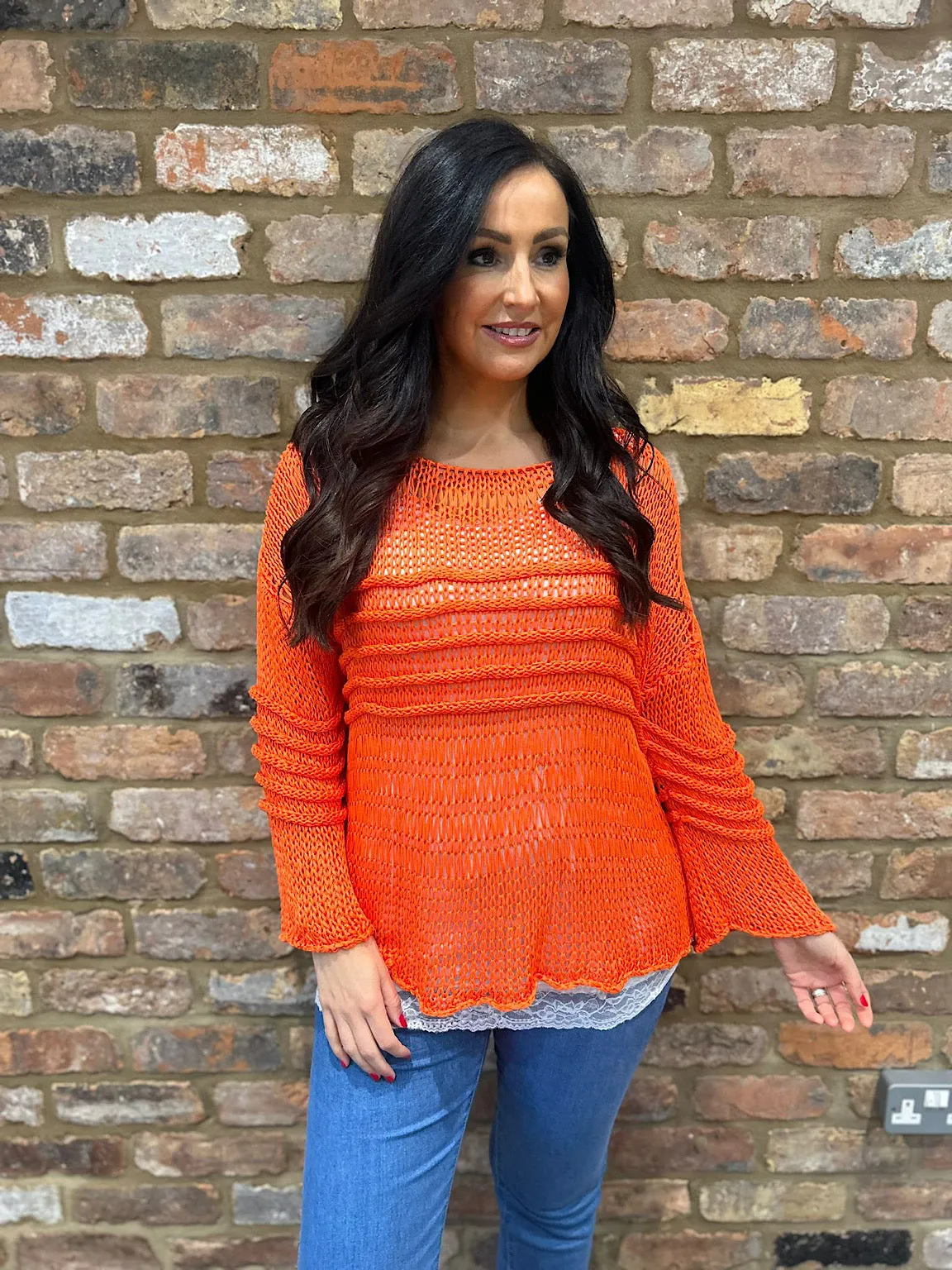 Orange Loose Knit Jumper JoJo