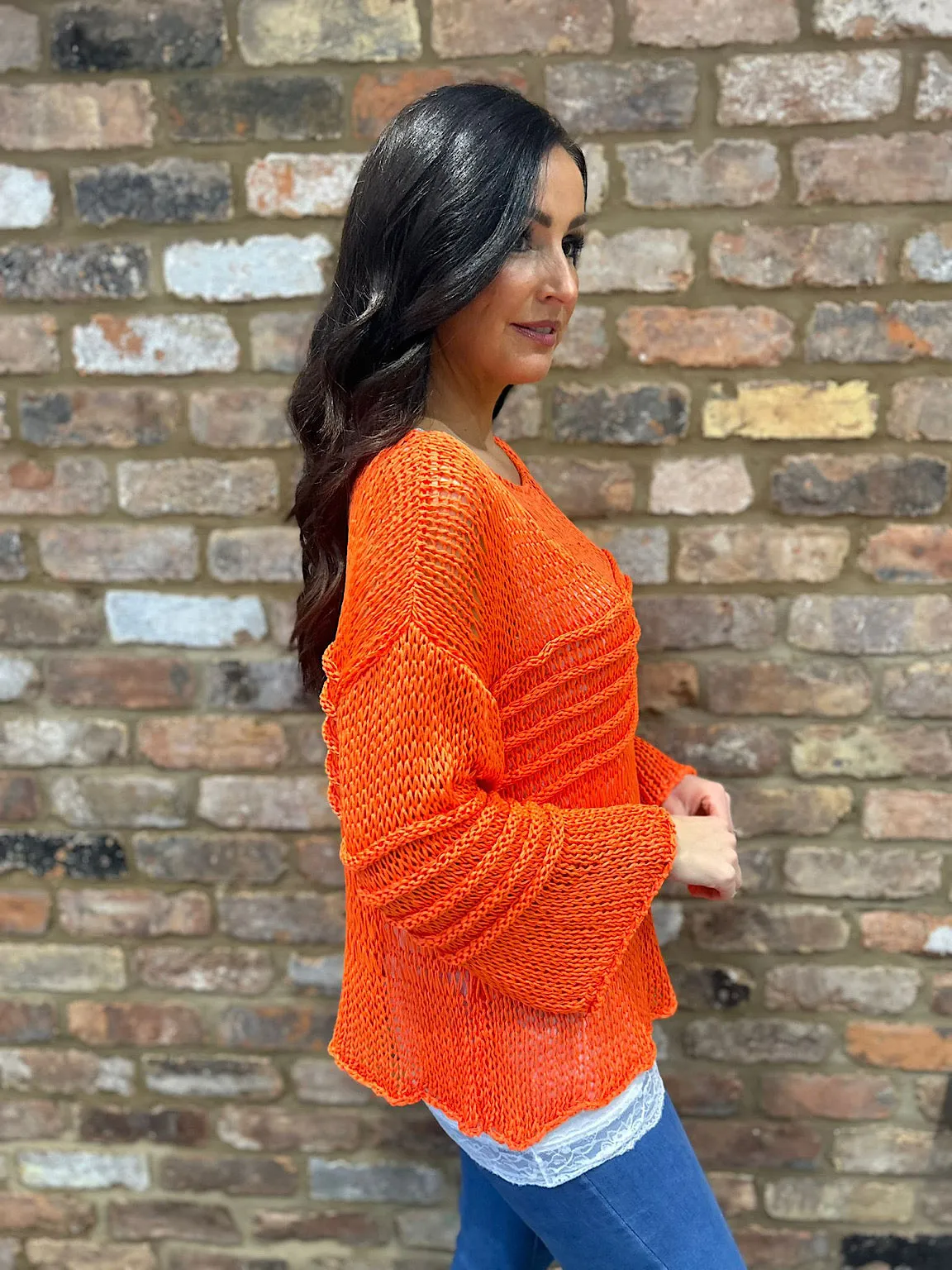 Orange Loose Knit Jumper JoJo